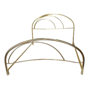 1980s Vintage Art Deco Brass Queen Size Bed Frame