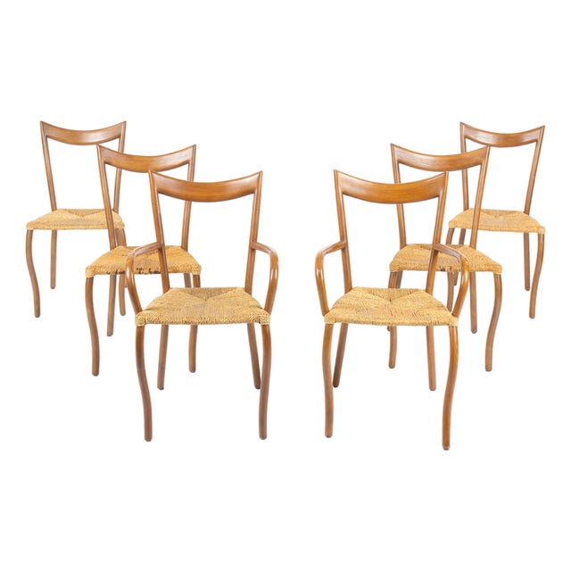 Manila Chairs in Rope and Wood by Val Padilla for Jasper Conran, 1970s, Set of 6 For Sale