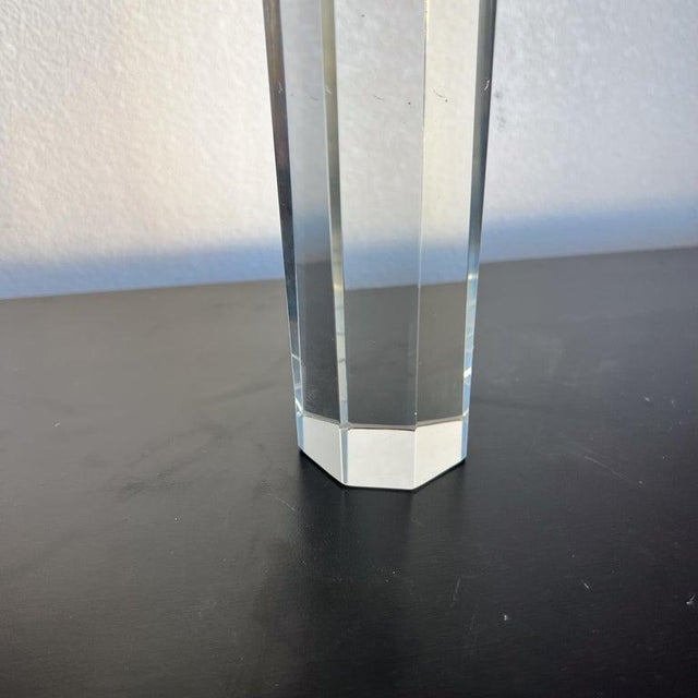 Transparent Modern Crystal Glass Paperweight, Octagonal Pillar, Late 20th Century For Sale - Image 8 of 14