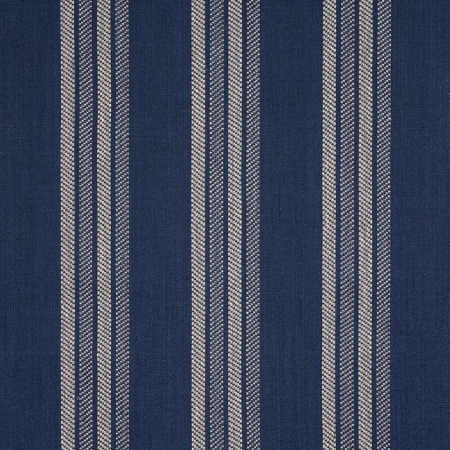 Traditional Schumacher Nor Stripe Fabric In Indigo For Sale - Image 3 of 5