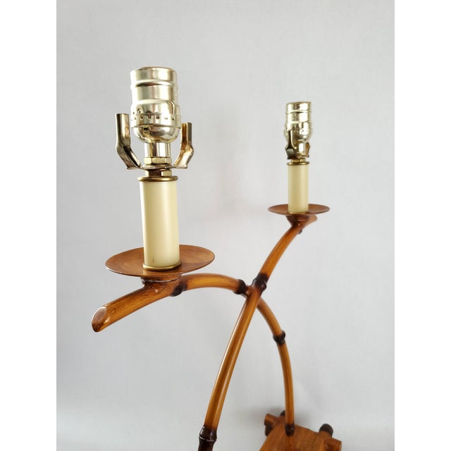 1970s French Bouillotte Style Faux Bamboo Desk Lamp With Shades For Sale - Image 11 of 13