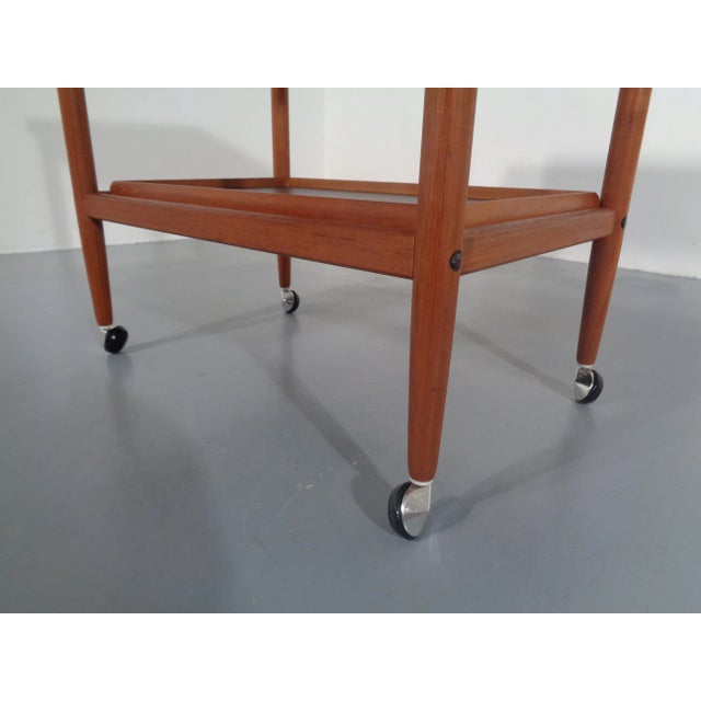 Teak Flip-Flop Expandable Cart with Removable Tray by Grete Jalk, 1960s For Sale - Image 11 of 17
