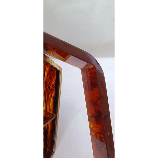 Large Hexagonal Acrylic Glass Container with Turtle Effect, Italy, 1970s For Sale - Image 13 of 18