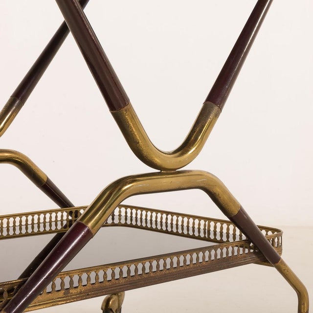 Black Mid-Century Italian Brass Serving Trolley, 1960s For Sale - Image 8 of 14