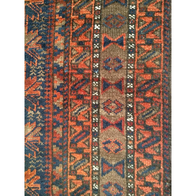 Vintage Baluch Tribal Area Rug in Allover Geometric Pattern in Navy Blue, Brown, Dark Red For Sale - Image 15 of 18