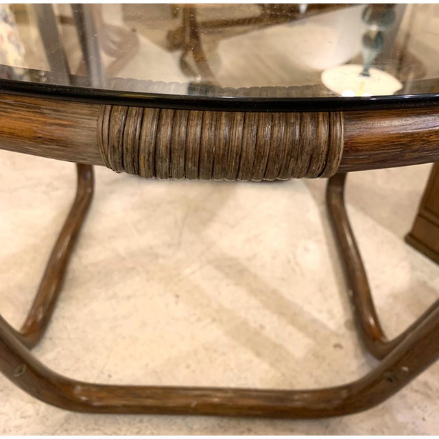 1960s Rattan Glass-Top Table in the Secessionist Manner For Sale - Image 5 of 6
