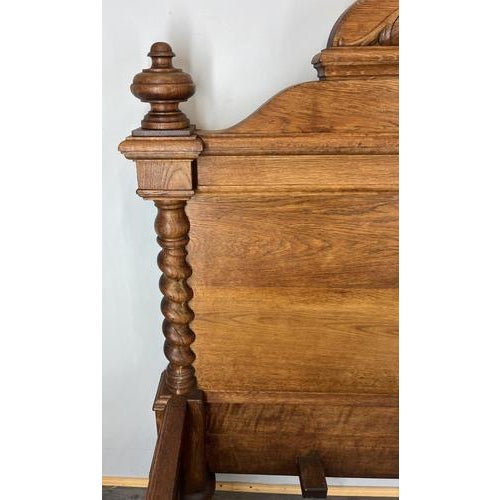 Antique French Style Oak Double Bed Frame with Carved Headboard For Sale - Image 16 of 18