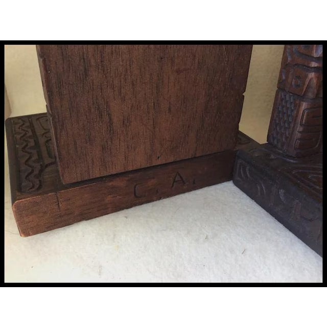 1960s Mid Century Modern Honduran, Mayan Theme Hand Carved Bookends For Sale - Image 6 of 6