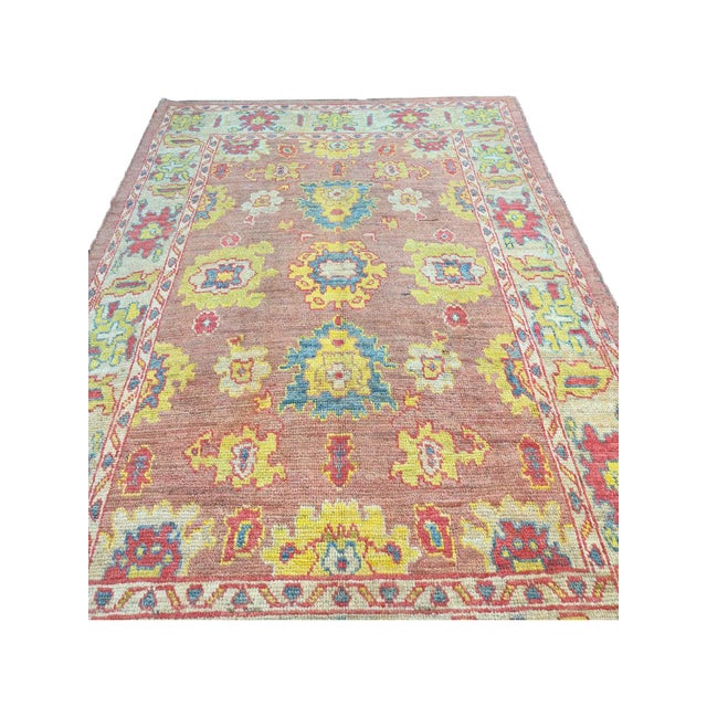 Pink Handwoven Persian Sultanabad Area Rug 6x9 For Sale - Image 8 of 10