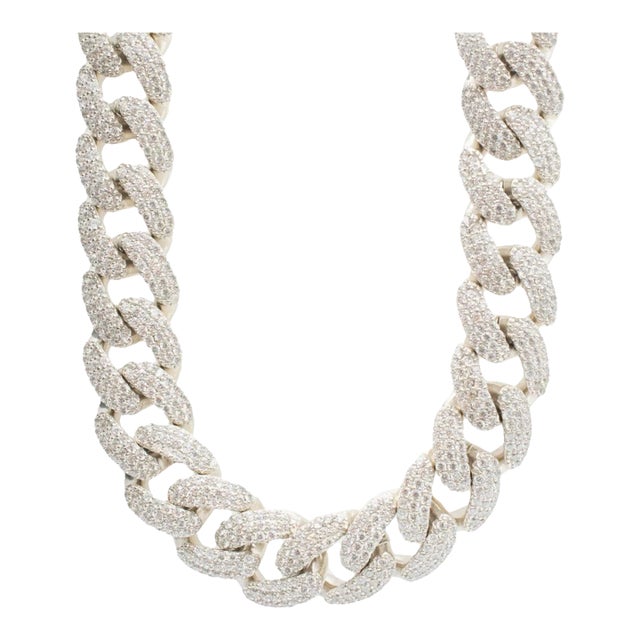 Sterling Silver Cuban Chain Necklace For Sale