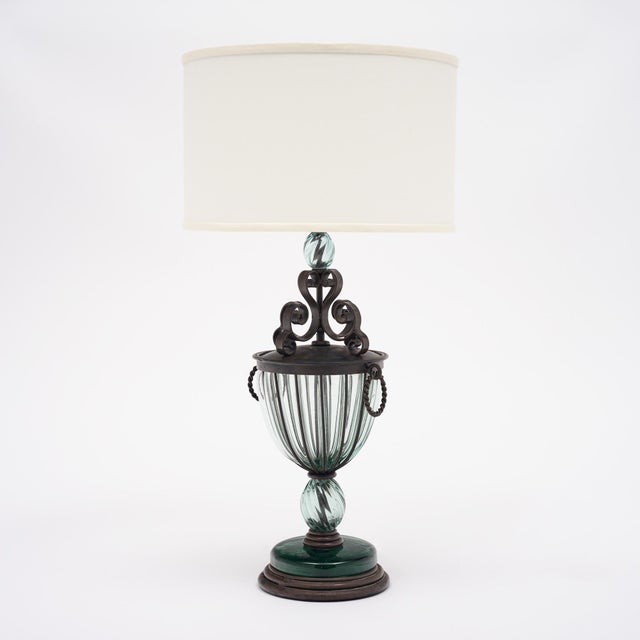 Table lamp from France made of iron and glass. We love the Art Nouveau curves and décor of this single lamp. It has been...