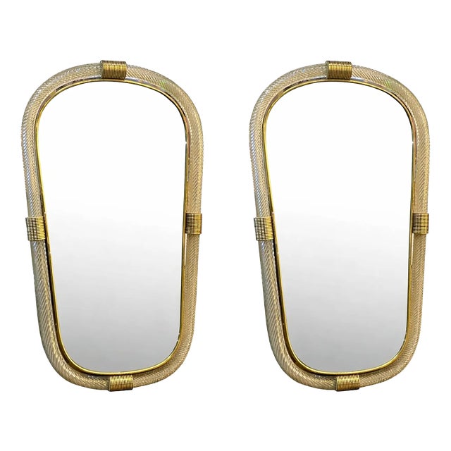 Murano Glass Mirrors in Gold Leaf by Simoeng, Set of 2 For Sale