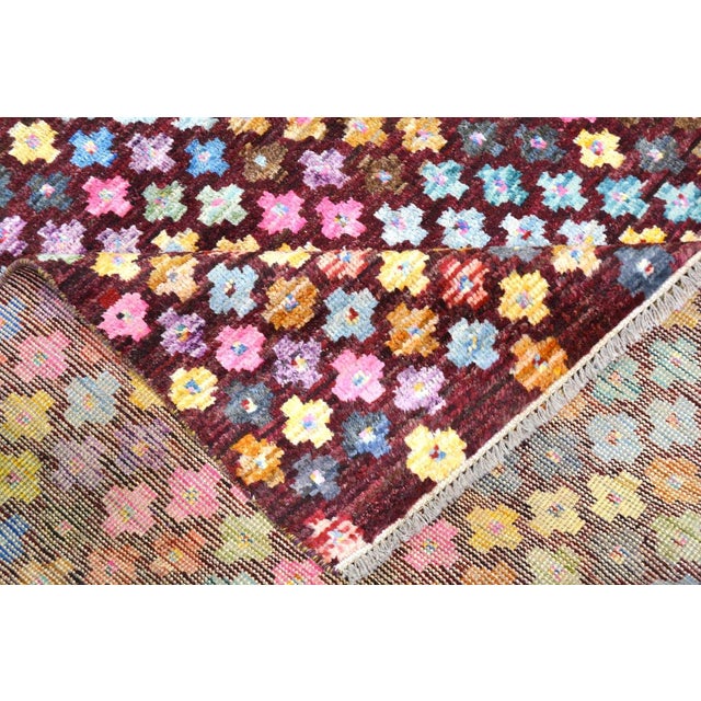 1950s 1950s Moroccan Millefleur Hand Knotted Wool Rug, 5'7''x7'9'' For Sale - Image 5 of 5