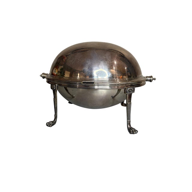 Vintage Carrington Hotel Silverplate Chafing Dish With Domed Lid & Claw Feet For Sale - Image 9 of 12
