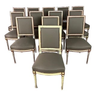 Louis XVI Square Back Dining Chairs – Set of 12+1 For Sale