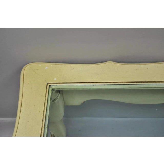 Cream Vintage French Provincial Style Beveled Glass Cream Painted Large Coffee Table For Sale - Image 8 of 12