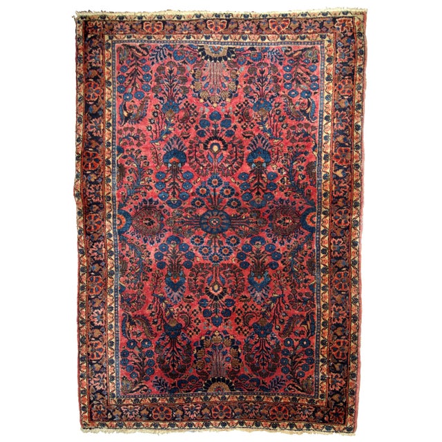 Textile Early 20th Century Handmade Persian Sarouk Rug For Sale - Image 7 of 7