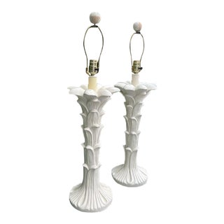 1980s Signed Pieri Tullio Made Italy Serge Roche Style Oversized Palm Frond Lamps - A Pair For Sale