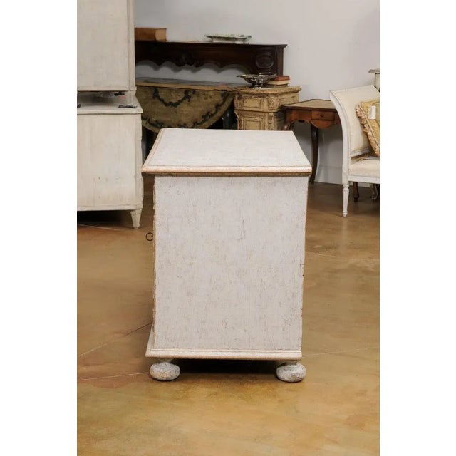 1740s Swedish Baroque Painted Buffet with Carved Doors and Pull Out Drawer For Sale - Image 11 of 13