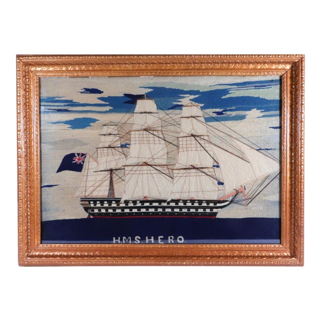 British Sailor's Woolwork of Royal Navy Ship HMS Hero For Sale