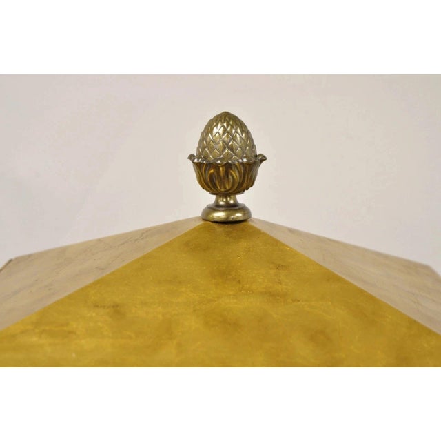 Vintage Hollywood Regency Gold Gilt Diamond Shaped Etagere Curio Display Cabinet For Sale - Image 11 of 11