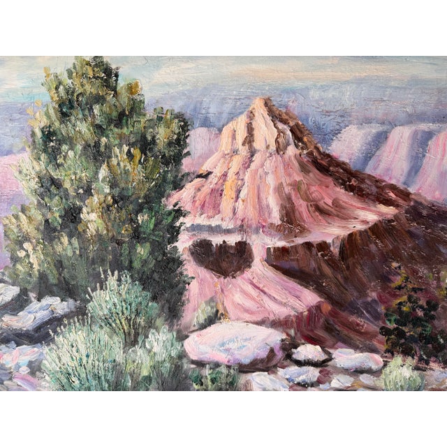 1970s 1970’s Vintage Impressionist Desert Landscape Oil on Canvas Painting, Signed, Unframed For Sale - Image 5 of 11