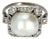Mid 20th Century Platinum Cocktail Ring With White Pearl and Diamonds, Size 5 For Sale
