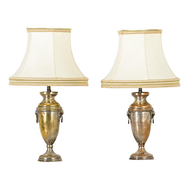 Early 20th Century French Neoclassical Silverplate Urn Lamps - a Pair For Sale