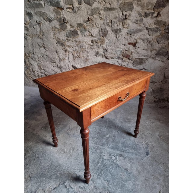 Antique French Oak Writing Table with Drawer, 1930 For Sale - Image 10 of 18