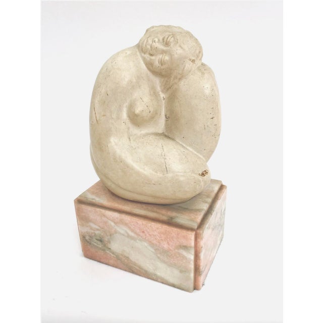 This gorgeous 1930's sculpture in the style of William Artis makes a terrific decorative accent. The elegant stone female...