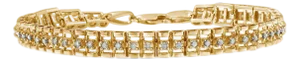 10K Yellow Gold Plated .925 Sterling Silver 1/2 Cttw Diamond Double-Link 7" Tennis Bracelet (I-J Color, I3 Clarity)