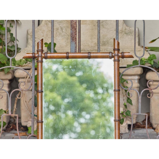 Early 20th Century Petite French Antique Faux Bamboo Mirror with Warm Patina, circa 1900 For Sale - Image 5 of 10