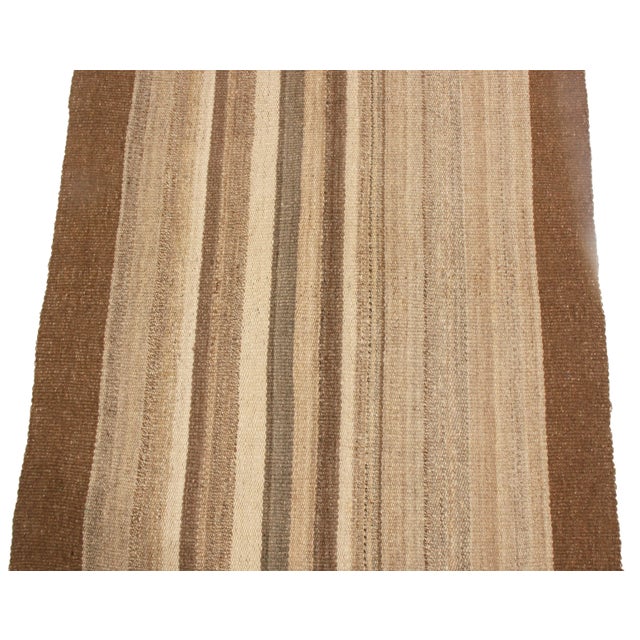 Antique Persian Brown and Beige Wool Kilim Runner For Sale - Image 4 of 6