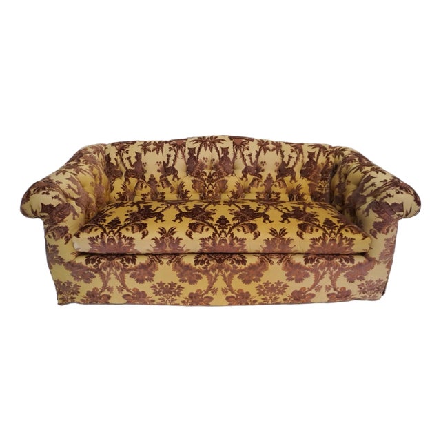 Custom Upholstered Tufted Belmar Arched Back Sofa For Sale