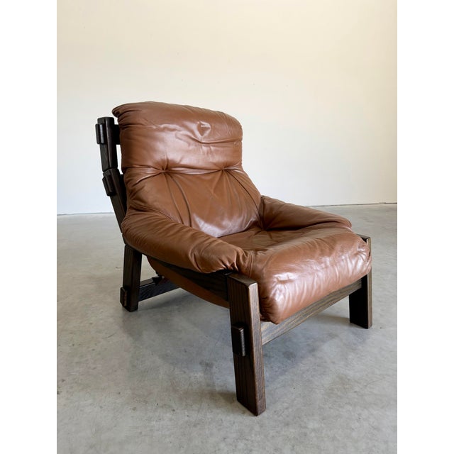 Gerard Van Den Berg 1970s Gerard Van Den Berg for Montis Attrb Dutch Brutalist Leather Lounge Chair For Sale - Image 4 of 9