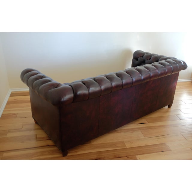 Modern Wine Colored Leather Chesterfield Chairish