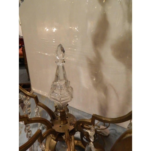 Seven-Light Bronze and Cut Crystal Candelabra Girandoles, 19th Century - a Pair For Sale - Image 9 of 11