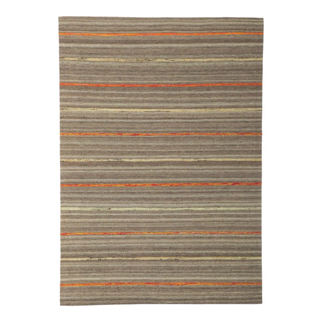 Vintage Style Striped Kilim Rug, 4'8 X 6'8 For Sale