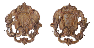 Hand-Carved Louis XIV Baroque Style Wall Sconces, Italy, 1950s, Set of 2