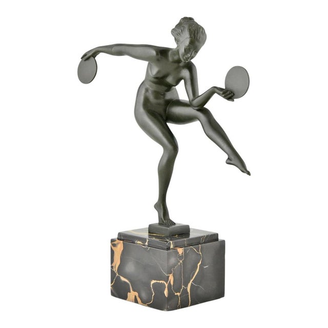 Andre Derenne / Marcel Bouraine, Art Deco Sculpture of Pagan Dance, 1930, Metal on Marble Base For Sale - Image 9 of 9