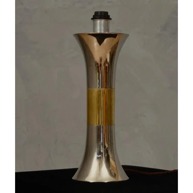 Gold Brass and Chrome Table Lamp, 1970 For Sale - Image 8 of 9
