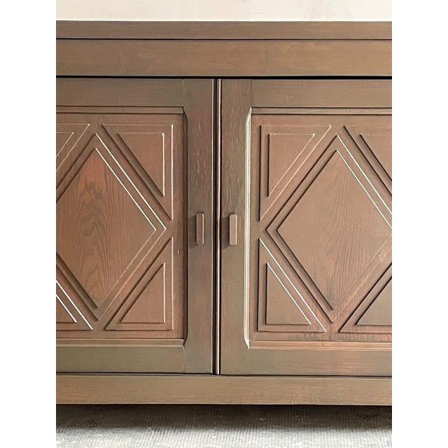Brown Vintage French Oak Brutalist Sideboard, 1970s For Sale - Image 8 of 11
