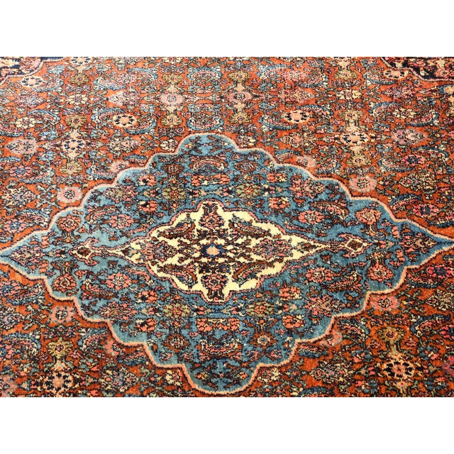 Vintage Persian Bibikabad Rug, Hand-Knotted Wool, Herati Geometric Pattern, Rust Red & Blue, 9x12 For Sale - Image 14 of 18