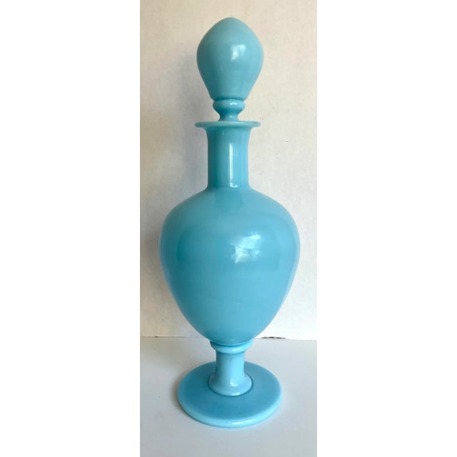 Antique Portieux Vallerysthal French Blue Opaline Glass Decanter For Sale In Los Angeles - Image 6 of 6