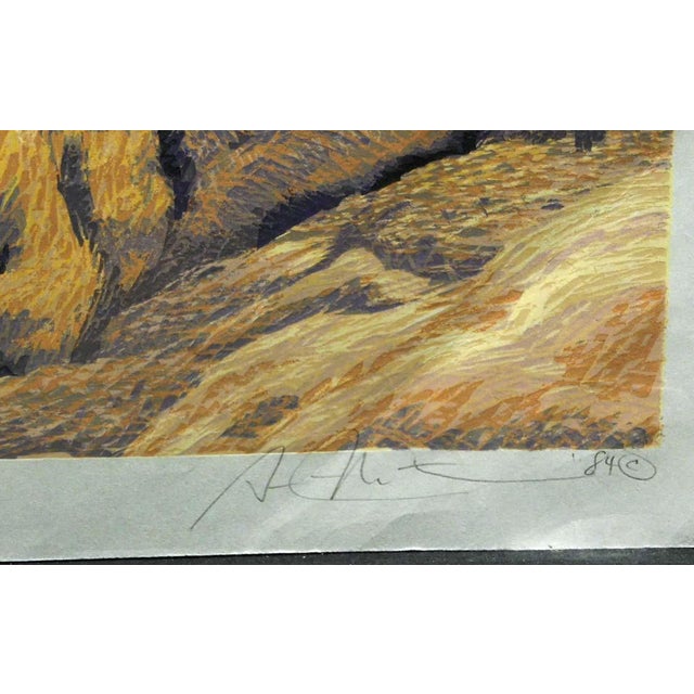 1980s Gordon Mortensen "Southwest Desert" Hand Signed LTD Ed Woodcut Art 1984 Last1 For Sale - Image 5 of 5