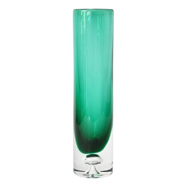 Vintage Green Glass Vase from Schott Zwiesel, 1970s For Sale