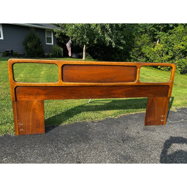 Beautiful mid century Lane Perception wood king headboard