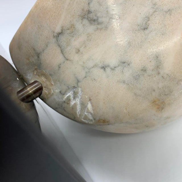 Stone Biomorphic Marble Sculpture on Black Granite Base For Sale - Image 7 of 8