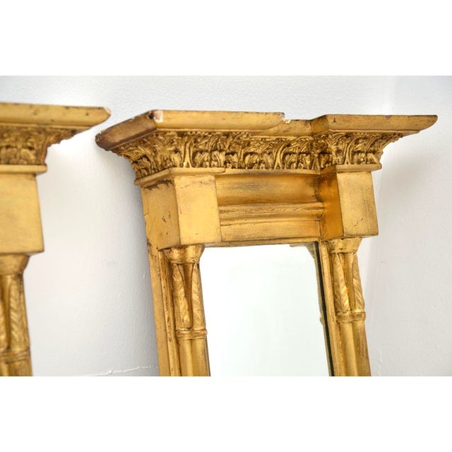 Early 19th Century Antique Regency Gilt Wood Pier Mirrors, 1810s, Set of 2 For Sale - Image 5 of 10