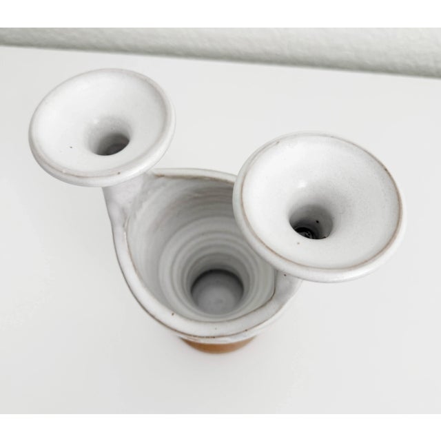 1970s Ceramic Candle Holder Vase, Signed For Sale - Image 11 of 12